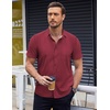 image:imageCOOFANDY Mens Short Sleeve Button Down Shirts Wrinkle Free Dress Shirts Casual Polka Dot Print Shirt with PocketWine Red