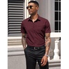 image:imageCOOFANDY Mens Short Sleeve Casual Button Down Shirt Business Untucked Dress Shirts with Pocket01  Deep Red