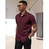 image:imageCOOFANDY Mens Short Sleeve Casual Button Down Shirt Business Untucked Dress Shirts with Pocket01  Deep Red