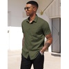 image:imageCOOFANDY Mens Short Sleeve Casual Button Down Shirt Business Untucked Dress Shirts with Pocket01  Olive Green