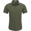 image:imageCOOFANDY Mens Short Sleeve Casual Button Down Shirt Business Untucked Dress Shirts with Pocket01  Olive Green