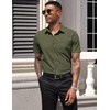 image:imageCOOFANDY Mens Short Sleeve Casual Button Down Shirt Business Untucked Dress Shirts with Pocket01  Olive Green