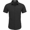 image:imageCOOFANDY Mens Short Sleeve Casual Button Down Shirt Business Untucked Dress Shirts with PocketBlack