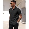 image:imageCOOFANDY Mens Short Sleeve Casual Button Down Shirt Business Untucked Dress Shirts with PocketBlack