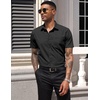 image:imageCOOFANDY Mens Short Sleeve Casual Button Down Shirt Business Untucked Dress Shirts with PocketBlack