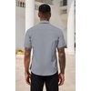 image:imageCOOFANDY Mens Short Sleeve Casual Button Down Shirt Business Untucked Dress Shirts with PocketBlack Grey Wihtesquare