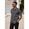 image:imageCOOFANDY Mens Short Sleeve Casual Button Down Shirt Business Untucked Dress Shirts with PocketBlack Greysquare