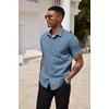 image:imageCOOFANDY Mens Short Sleeve Casual Button Down Shirt Business Untucked Dress Shirts with PocketBlue