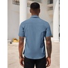 image:imageCOOFANDY Mens Short Sleeve Casual Button Down Shirt Business Untucked Dress Shirts with PocketBlue