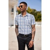 image:imageCOOFANDY Mens Short Sleeve Casual Button Down Shirt Business Untucked Dress Shirts with PocketBlue Whiteplaid