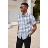 image:imageCOOFANDY Mens Short Sleeve Casual Button Down Shirt Business Untucked Dress Shirts with PocketBlue Whiteplaid