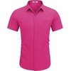 image:imageCOOFANDY Mens Short Sleeve Casual Button Down Shirt Business Untucked Dress Shirts with PocketBright Pink