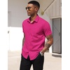 image:imageCOOFANDY Mens Short Sleeve Casual Button Down Shirt Business Untucked Dress Shirts with PocketBright Pink