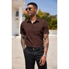 image:imageCOOFANDY Mens Short Sleeve Casual Button Down Shirt Business Untucked Dress Shirts with PocketBrown