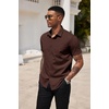 image:imageCOOFANDY Mens Short Sleeve Casual Button Down Shirt Business Untucked Dress Shirts with PocketBrown
