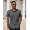 image:imageCOOFANDY Mens Short Sleeve Casual Button Down Shirt Business Untucked Dress Shirts with PocketDark Grey
