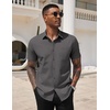 image:imageCOOFANDY Mens Short Sleeve Casual Button Down Shirt Business Untucked Dress Shirts with PocketDark Grey