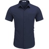image:imageCOOFANDY Mens Short Sleeve Casual Button Down Shirt Business Untucked Dress Shirts with PocketDark Navy