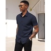 image:imageCOOFANDY Mens Short Sleeve Casual Button Down Shirt Business Untucked Dress Shirts with PocketDark Navy