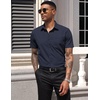 image:imageCOOFANDY Mens Short Sleeve Casual Button Down Shirt Business Untucked Dress Shirts with PocketDark Navy