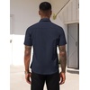 image:imageCOOFANDY Mens Short Sleeve Casual Button Down Shirt Business Untucked Dress Shirts with PocketDark Navy
