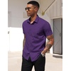 image:imageCOOFANDY Mens Short Sleeve Casual Button Down Shirt Business Untucked Dress Shirts with PocketDark Purple