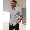 image:imageCOOFANDY Mens Short Sleeve Casual Button Down Shirt Business Untucked Dress Shirts with PocketGrey
