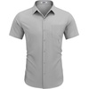 image:imageCOOFANDY Mens Short Sleeve Casual Button Down Shirt Business Untucked Dress Shirts with PocketGrey