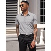 image:imageCOOFANDY Mens Short Sleeve Casual Button Down Shirt Business Untucked Dress Shirts with PocketGrey