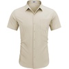 image:imageCOOFANDY Mens Short Sleeve Casual Button Down Shirt Business Untucked Dress Shirts with PocketKhaki