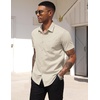 image:imageCOOFANDY Mens Short Sleeve Casual Button Down Shirt Business Untucked Dress Shirts with PocketKhaki