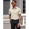 image:imageCOOFANDY Mens Short Sleeve Casual Button Down Shirt Business Untucked Dress Shirts with PocketKhaki