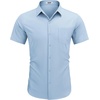image:imageCOOFANDY Mens Short Sleeve Casual Button Down Shirt Business Untucked Dress Shirts with PocketLight Blue