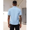 image:imageCOOFANDY Mens Short Sleeve Casual Button Down Shirt Business Untucked Dress Shirts with PocketLight Blue