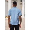 image:imageCOOFANDY Mens Short Sleeve Casual Button Down Shirt Business Untucked Dress Shirts with PocketLight Bluesquare