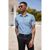 image:imageCOOFANDY Mens Short Sleeve Casual Button Down Shirt Business Untucked Dress Shirts with PocketLight Bluesquare