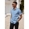 image:imageCOOFANDY Mens Short Sleeve Casual Button Down Shirt Business Untucked Dress Shirts with PocketLight Bluesquare