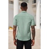 image:imageCOOFANDY Mens Short Sleeve Casual Button Down Shirt Business Untucked Dress Shirts with PocketLight Greenflower