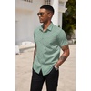 image:imageCOOFANDY Mens Short Sleeve Casual Button Down Shirt Business Untucked Dress Shirts with PocketLight Greenflower