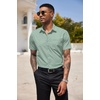 image:imageCOOFANDY Mens Short Sleeve Casual Button Down Shirt Business Untucked Dress Shirts with PocketLight Greenflower