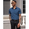 image:imageCOOFANDY Mens Short Sleeve Casual Button Down Shirt Business Untucked Dress Shirts with PocketNavy