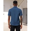 image:imageCOOFANDY Mens Short Sleeve Casual Button Down Shirt Business Untucked Dress Shirts with PocketNavy