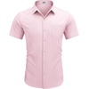 image:imageCOOFANDY Mens Short Sleeve Casual Button Down Shirt Business Untucked Dress Shirts with PocketPink