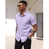 image:imageCOOFANDY Mens Short Sleeve Casual Button Down Shirt Business Untucked Dress Shirts with PocketPurple