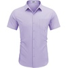 image:imageCOOFANDY Mens Short Sleeve Casual Button Down Shirt Business Untucked Dress Shirts with PocketPurple