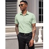 image:imageCOOFANDY Mens Short Sleeve Casual Button Down Shirt Business Untucked Dress Shirts with PocketSage Green