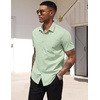 image:imageCOOFANDY Mens Short Sleeve Casual Button Down Shirt Business Untucked Dress Shirts with PocketSage Green