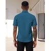 image:imageCOOFANDY Mens Short Sleeve Casual Button Down Shirt Business Untucked Dress Shirts with PocketTeal