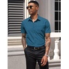 image:imageCOOFANDY Mens Short Sleeve Casual Button Down Shirt Business Untucked Dress Shirts with PocketTeal