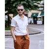 image:imageCOOFANDY Mens Short Sleeve Casual Button Down Shirt Business Untucked Dress Shirts with PocketWhite